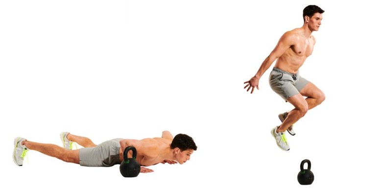 Burpee mit Kettlebells